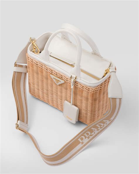 prada canvas bag 2019|Prada wicker tote bag.